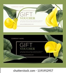 Gift card with floral decoration. Invitation card. Coupon template. Background for the invitation, shop, beauty salon, spa. 