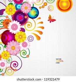 Gift card. Floral design background.