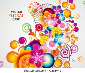 Gift card. Floral design background.