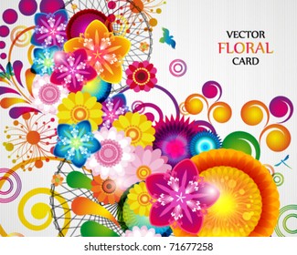 Gift card. Floral design background.