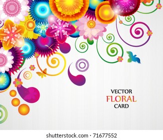 Gift card. Floral design background.