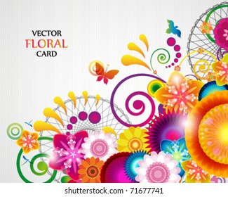 Gift card. Floral design background.