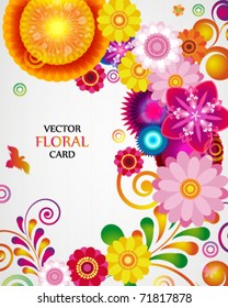 Gift card. Floral design background.