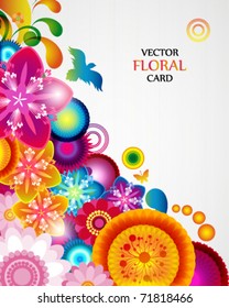 Gift card. Floral design background.