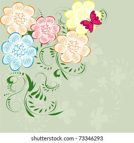 Gift card. Floral design background