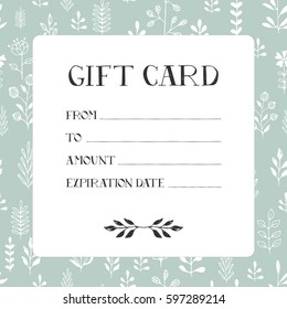 The gift card with floral pattern