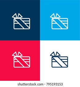 Gift Card four color material and minimal icon logo set in red and blue
