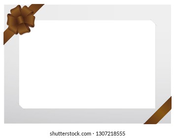 Gift card frame illustration ( corner ribbon / brown ) 