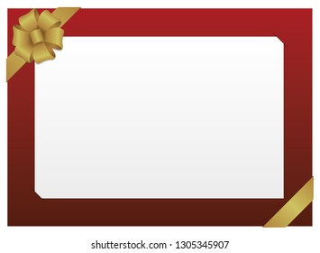 Gift card frame illustration / red ( corner ribbon / gold ) 