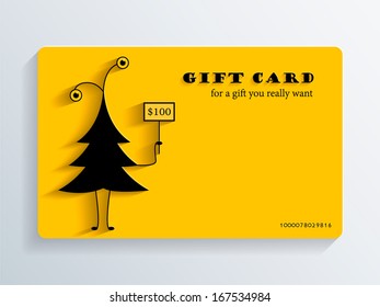 Tarjeta de regalo con un divertido árbol de Navidad