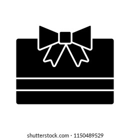 Gift card glyph icon. Certificate. Special offer. Discount card. Silhouette symbol. Negative space. Vector isolated illustration