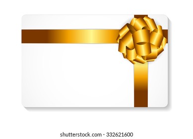 Gift Card with Gold Bow and Ribbon Vector Illustration EPS10