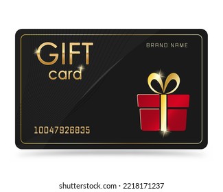 Gift card with gold decoration. An incentive gift. Loyalty or discount card. Vector for websites, applications, business and thematic design.