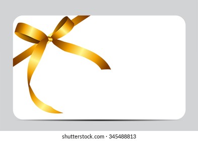 Gift Card with Gold Ribbon and Bow. Vector illustration EPS10
