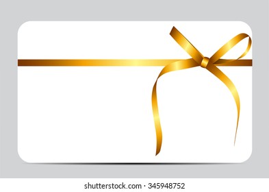 Gift Card with Gold Ribbon and Bow. Vector illustration EPS10