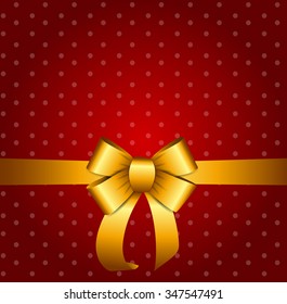 Gift Card with Gold Ribbon and Bow. Vector illustration EPS10