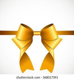Gift Card with Gold Ribbon and Bow. Vector illustration EPS10