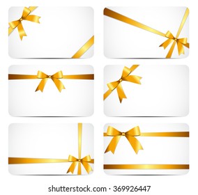 Gift Card with Gold Ribbon and Bow. Vector illustration EPS10