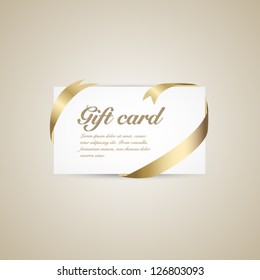 Gift card with gold ribbon. Vector background