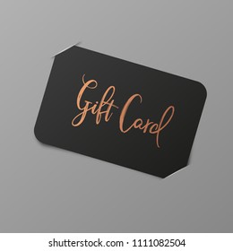 Gift Card with Golden Title. Vector Mockup with placeholder - stock vector