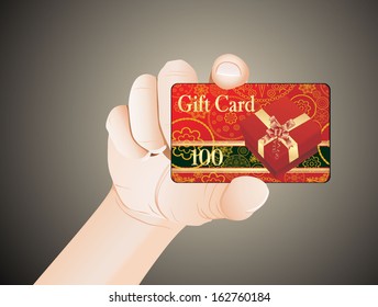 Gift card in hand.