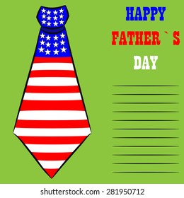 Gift card Happy Father's Day with a picture of a tie in the form of the American flag