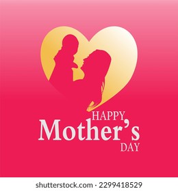 gift card, happy mother's day greeting with silhouette of mother holding, hug child social media template with mother's day text