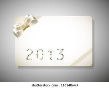 Gift card for Happy New Year celebration with ribbon. EPS 10.