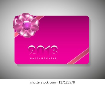 Gift card for Happy New Year celebration with ribbon. EPS 10.