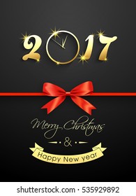 Gift card of Happy new year 2017 Text Design vector.