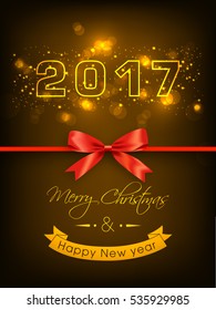 Gift card of Happy new year 2017 Text Design vector.