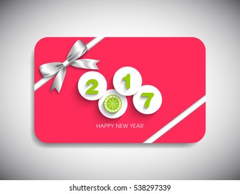 Gift card of Happy new year 2017 Text Design vector.