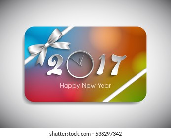 Gift card of Happy new year 2017 Text Design vector.