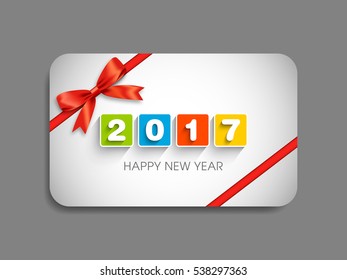 Gift card of Happy new year 2017 Text Design vector.