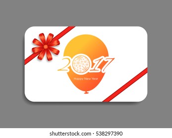 Gift card of Happy new year 2017 Text Design vector.