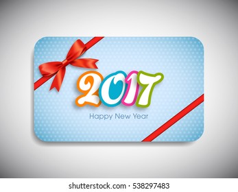 Gift card of Happy new year 2017 Text Design vector.