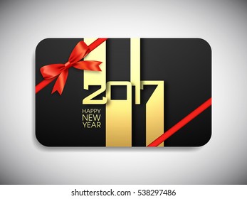 Gift card of Happy new year 2017 Text Design vector.