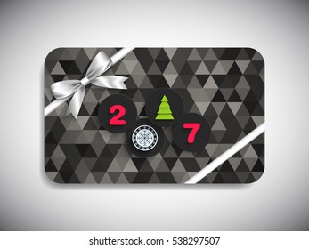 Gift card of Happy new year 2017 Text Design vector.