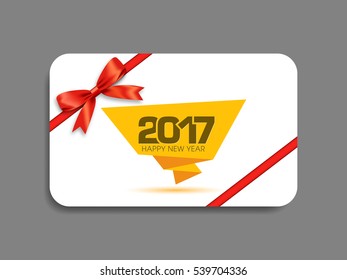 Gift card of Happy new year 2017 Text Design vector.