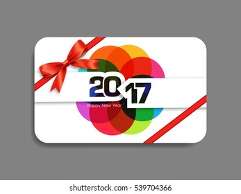 Gift card of Happy new year 2017 Text Design vector.