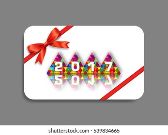 Gift card of Happy new year 2017 Text Design vector.