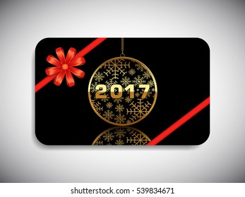 Gift card of Happy new year 2017 Text Design vector.