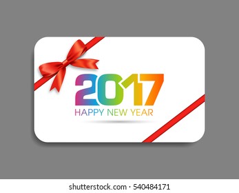 Gift card of Happy new year 2017 Text Design vector.