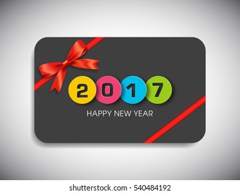 Gift card of Happy new year 2017 Text Design vector.