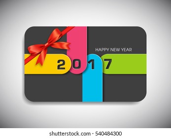 Gift card of Happy new year 2017 Text Design vector.