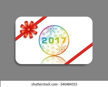 Gift card of Happy new year 2017 Text Design vector.