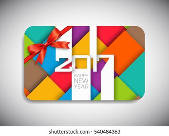 Gift card of Happy new year 2017 Text Design vector.