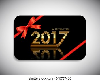 Gift card of Happy new year 2017 Text Design vector.