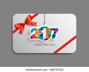 Gift card of Happy new year 2017 Text Design vector.