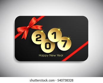 Gift card of Happy new year 2017 Text Design vector.